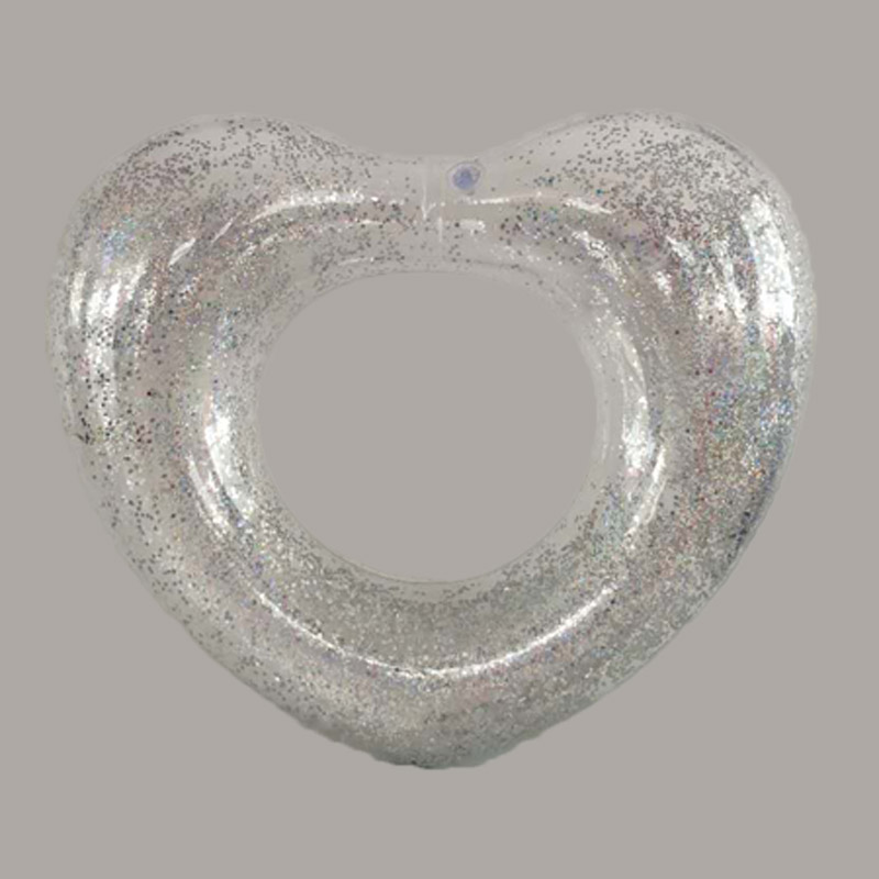 Opblaasbare transparante glitter hartvormige zwemring voor kinderen