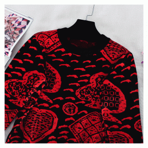 2019 Spun Cotton Poker Jacquard Op voorraad Pullover Custom Logo Gebreide Sweaters