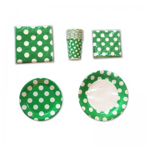 Voordelig papieren servies op maat formaat stippen en effen kleur Feest servies sets