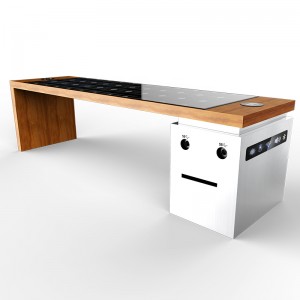 Smart Metal Park Bench Zonne-energie Product Telefoonlader en reclameapparatuur