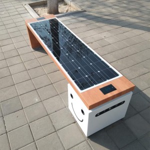 Smart Metal Park Bench Zonne-energie Product Telefoonlader en reclameapparatuur