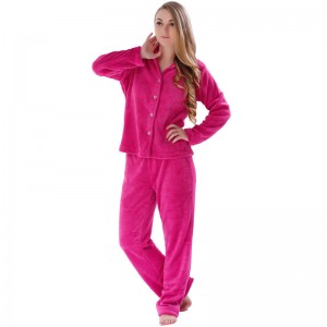 Dames zachte fleece pyjama voor volwassenen