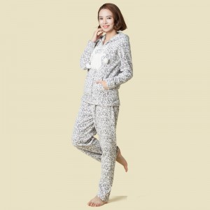 Vrouwen bedrukte koraal fleece volwassen pyjama set