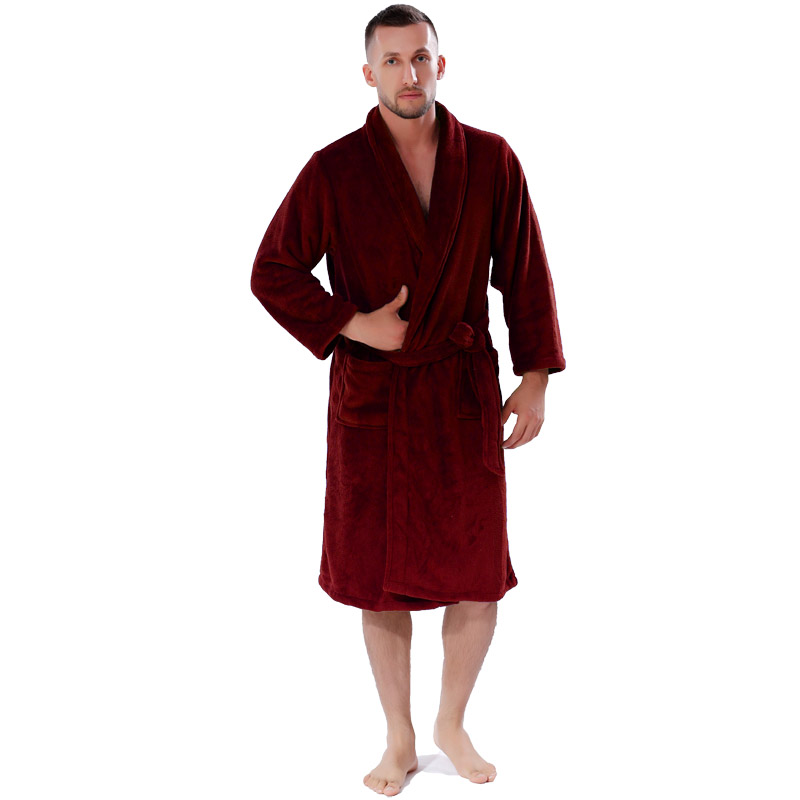 Volwassen Coral Fleece Gewaden Mannen Vrouwen Effen badjassen Paar pyjama's