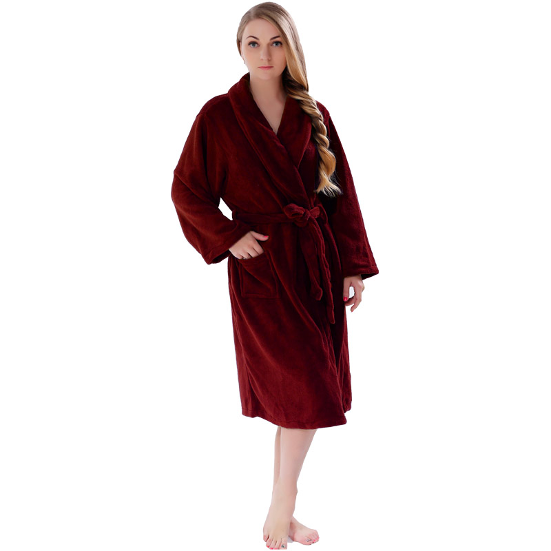 Volwassen Coral Fleece Gewaden Mannen Vrouwen Effen badjassen Paar pyjama's