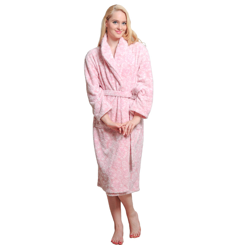 Volwassen snijden Fleece gewaad Dames pyjama herfst Winter badjassen