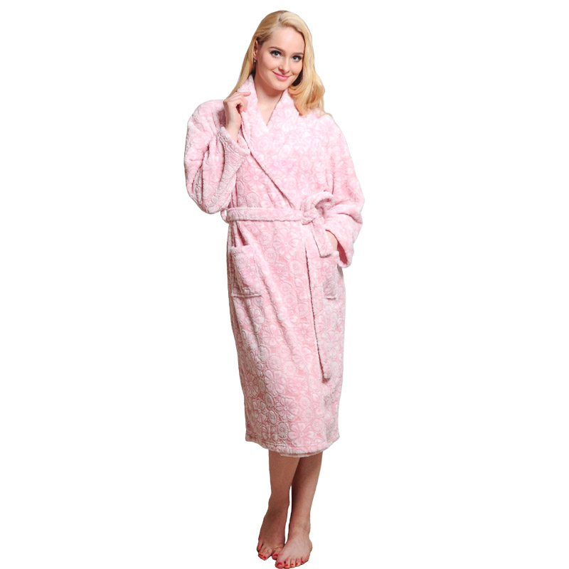 Volwassen snijden Fleece gewaad Dames pyjama herfst Winter badjassen