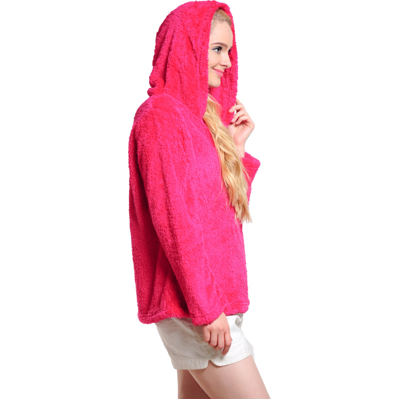 Dames Snuggle Fleece Hot Pink Sweatshirt met capuchon