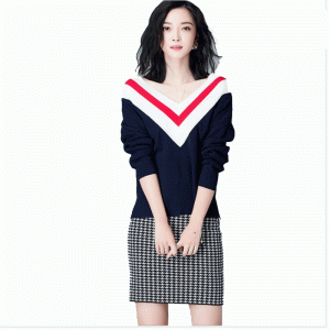 Aangepaste 100% merinowol Slash Neck gebreide pullover sweater