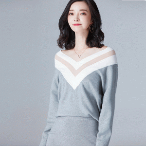 Aangepaste 100% merinowol Slash Neck gebreide pullover sweater
