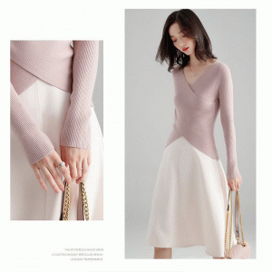 2019 dames kruisende borsttrui met slash hals