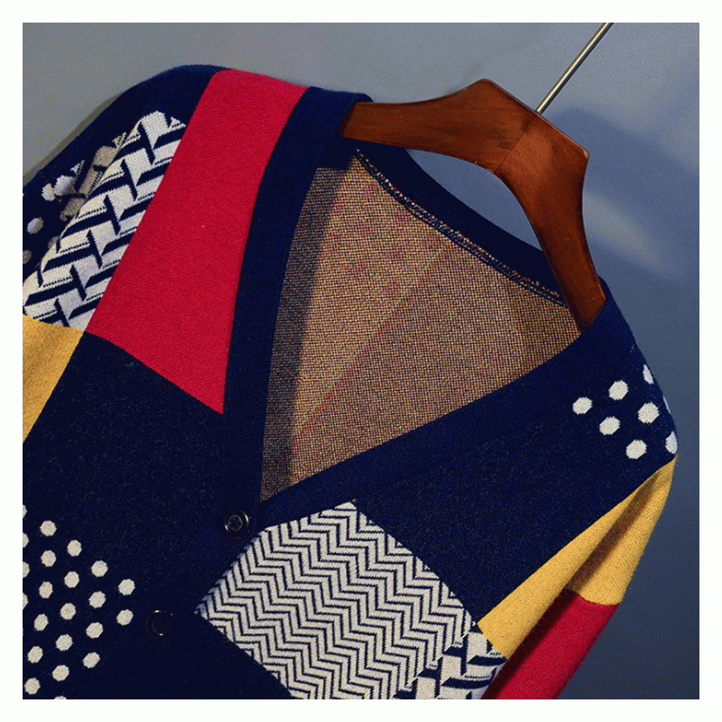 2019 Plus Size Contrastkleur Jacquard Winter Herfst Dames Vest Gebreide Sweater