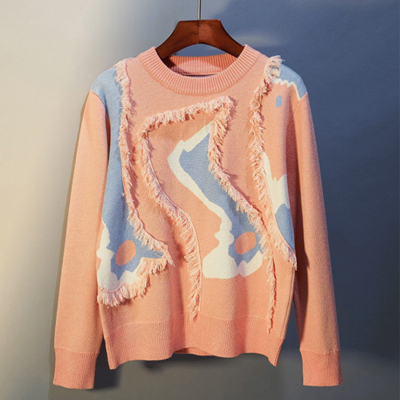 2019 vroege lente losse dikke genaaide kwast Fringe dames pullover trui