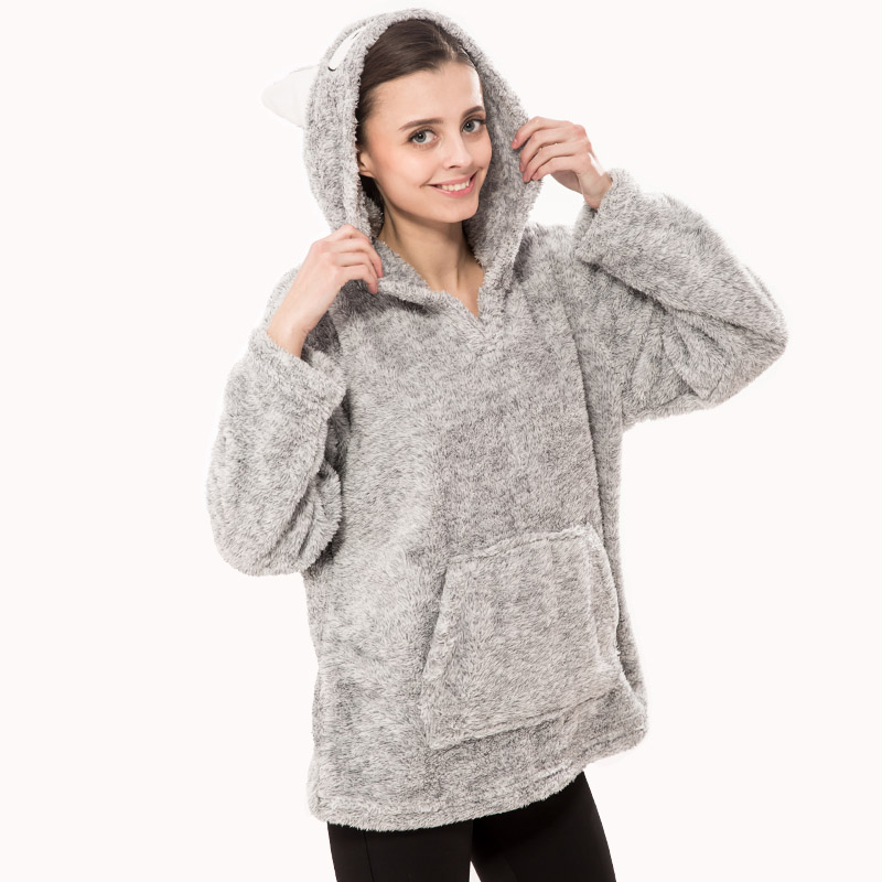 Dames Snuggle Fleece sweater met capuchon en dierenprint