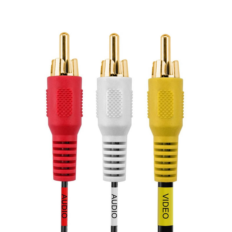 3-Male RCA naar 3-Male RCA Composiet Video Audio A / V AV-kabel Verguld