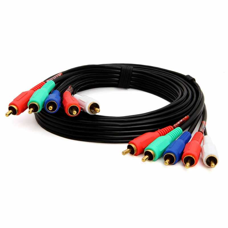 5-RCA Male naar 5RCA Male RGB Component Audio Video-kabel voor HDTV - Vergulde RCA naar RCA