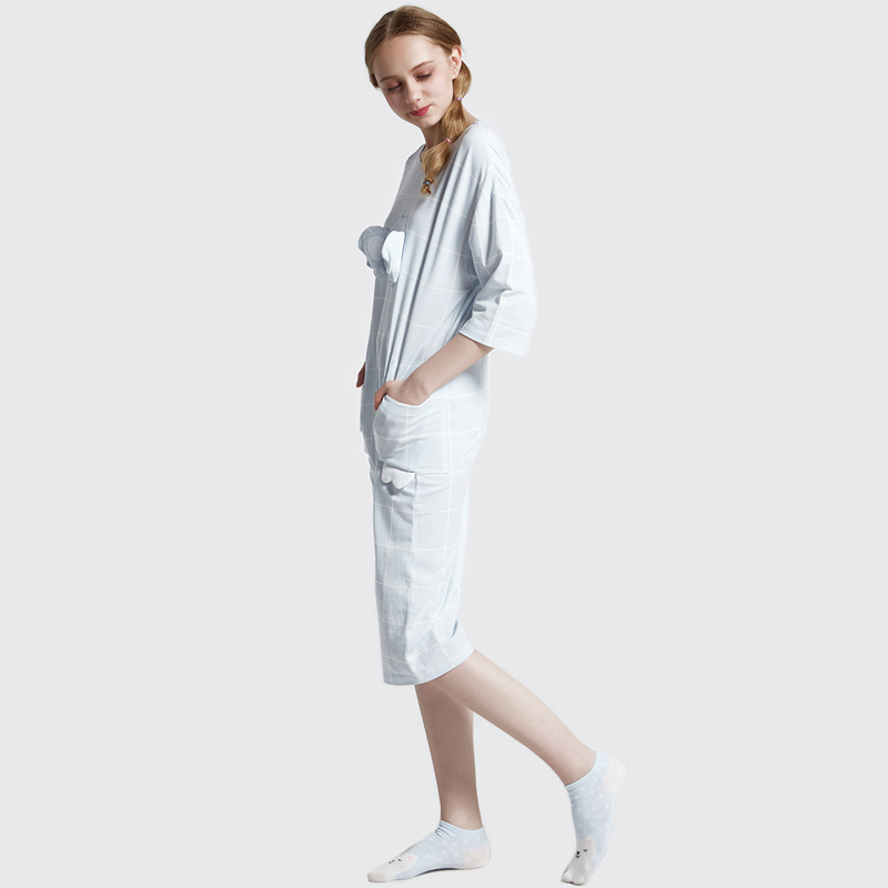 Vrouwen onesie bedrukte katoenen jersey borduurwerk pyjama set
