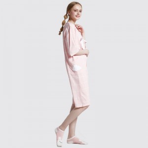 Dames onesie roze bedrukte katoenen jersey borduurwerk pyjama set