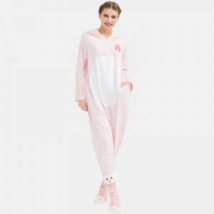 Dames onesie katoenen jersey borduurwerk pyjama set