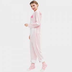 Dames onesie katoenen jersey borduurwerk pyjama set