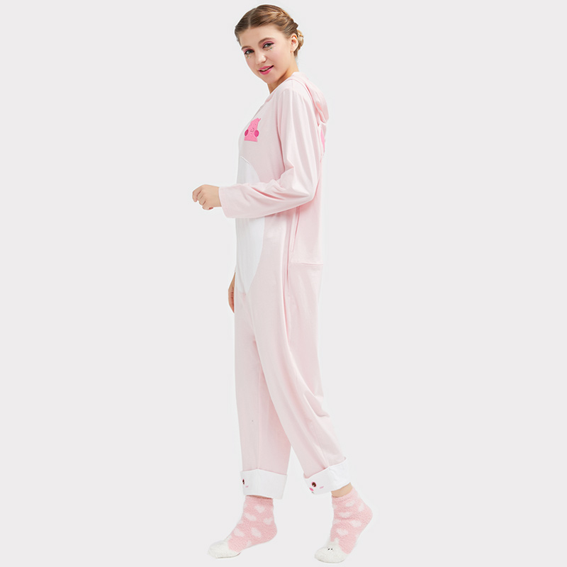 Dames onesie katoenen jersey borduurwerk pyjama set