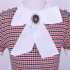 Zomer fit grote vlinder knoop streep plaids vrouwen bodycon trui jurk