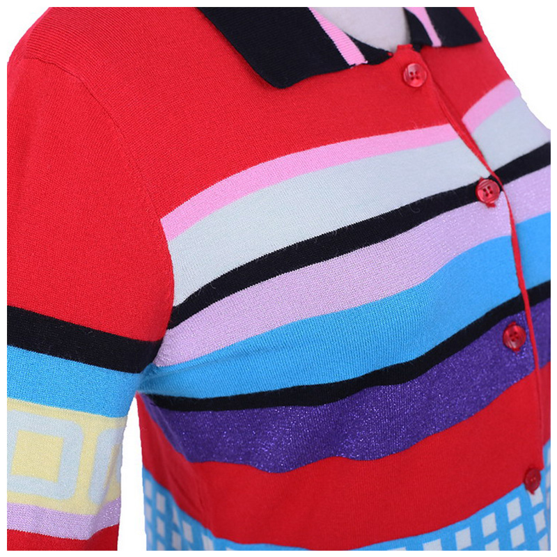 2018 Lente herfst geometrie raster gestreepte dames gebreide vestjurk