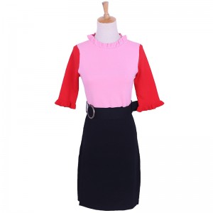 2018 Zomer col met korte mouwen dames Tweedelige set gebreide sweaterjurk