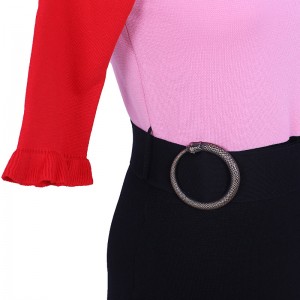 2018 Zomer col met korte mouwen dames Tweedelige set gebreide sweaterjurk