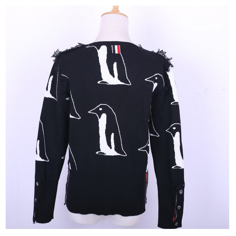 Dames wollen pinguïnpatroon kwastje fringe pullover truien