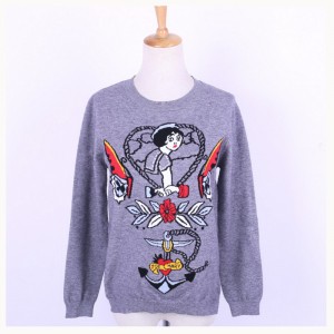 2018 lente herfst damesbrokaat jacquard gebreide pullover sweater