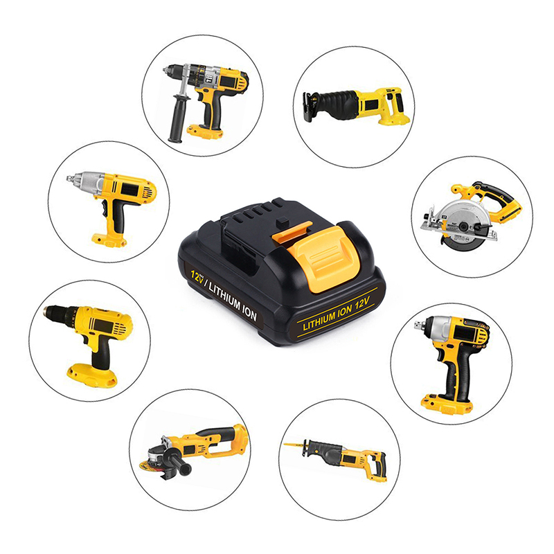 Li-ion 12V 2000mAh vervangende oplaadbare gereedschapsbatterij voor Dewalt DCB120, DCB121