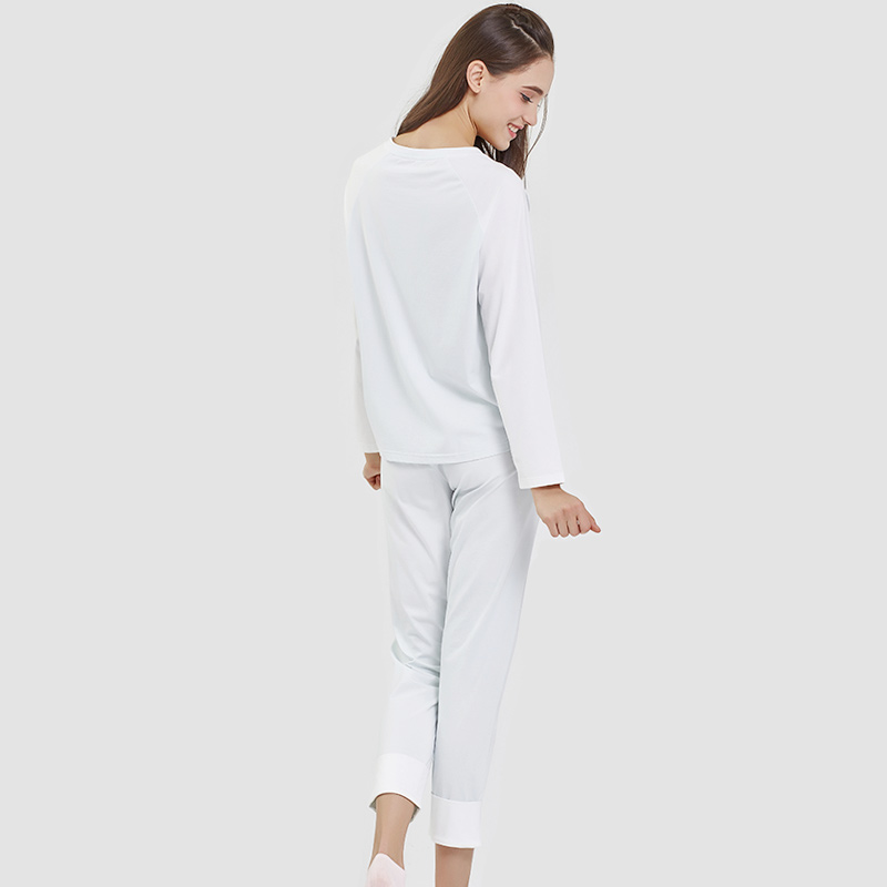 Dames positie bedrukte katoenen spandex single jersey pyjama set