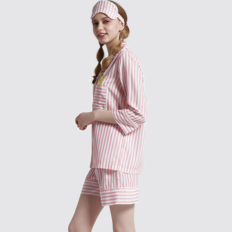 Gestreepte satijnen pyjama set voor dames