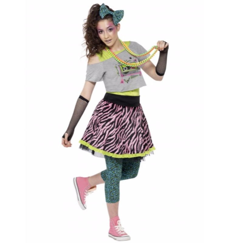 Kids Girls Back to 80s Wild Child Costume Dress Rok Shirt groothandel