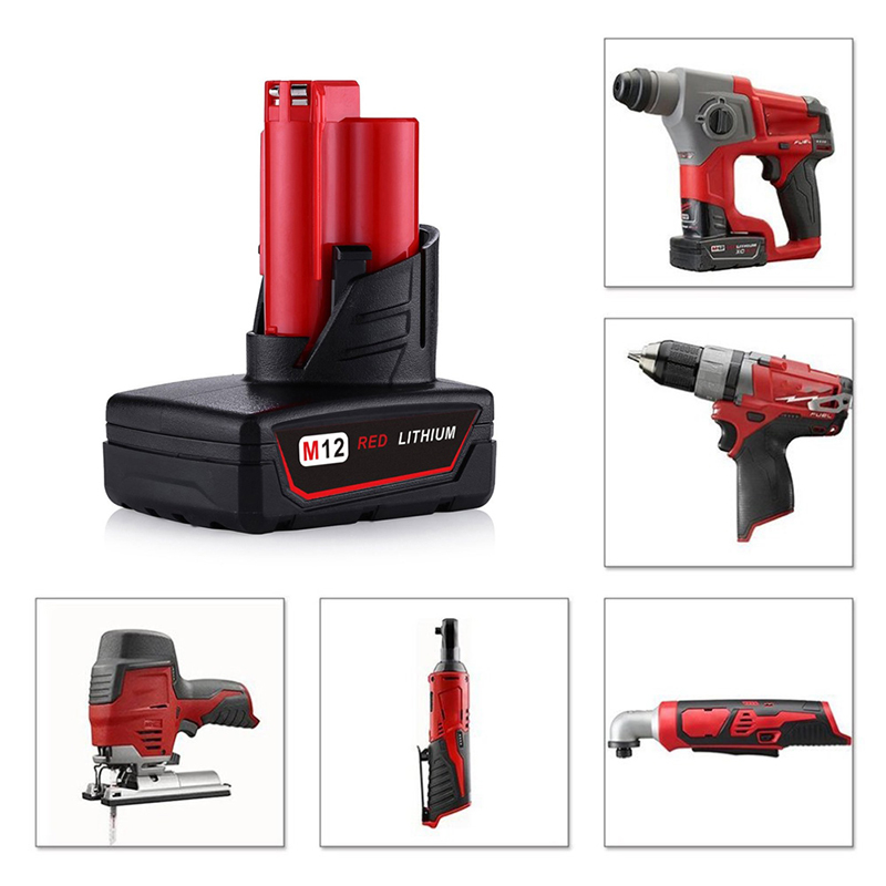 Lithium 12V 4000mAh vervangende cellen voor Milwaukee 48-11-2411 M12 Power Tool-batterijen