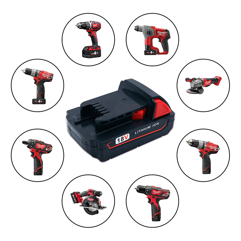 Lithiumion 18V 2000mAh Power Tool Batterij vervangende cellen voor Milwaukee 48-11-1840 M18