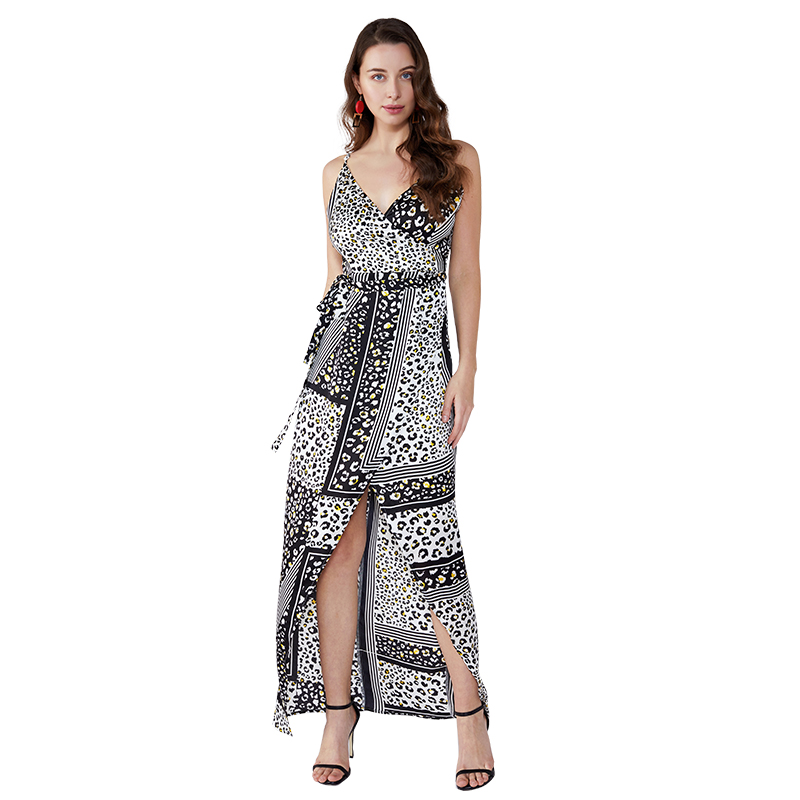 Hoge kwaliteit Dames Casual Maxi-jurk Lange Maxi Fashion Casual Boho ruches gebreide jurk met bloemen