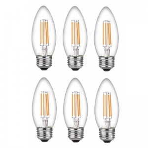 LED 60 Watt Candelabra-lampen Medium voet, Candelabra-lampen, dimbare gloeidraad heldere 60 Watt LED-lampen (gebruikt slechts 4,5 watt), C37 LED-gloeidraadkaarsen