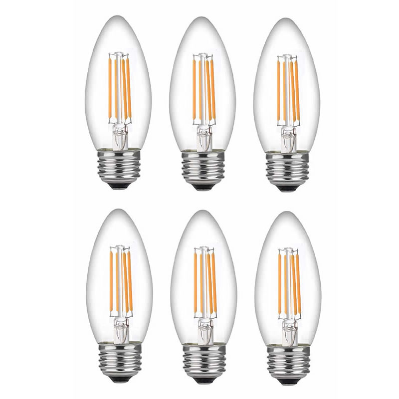 LED 60 Watt Candelabra-lampen Medium voet, Candelabra-lampen, dimbare gloeidraad heldere 60 Watt LED-lampen (gebruikt slechts 4,5 watt), C37 LED-gloeidraadkaarsen