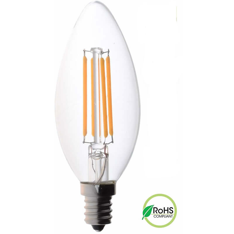 LED 60 Watt Candelabra-lampen Medium voet, Candelabra-lampen, dimbare gloeidraad heldere 60 Watt LED-lampen (gebruikt slechts 4,5 watt), C37 LED-gloeidraadkaarsen