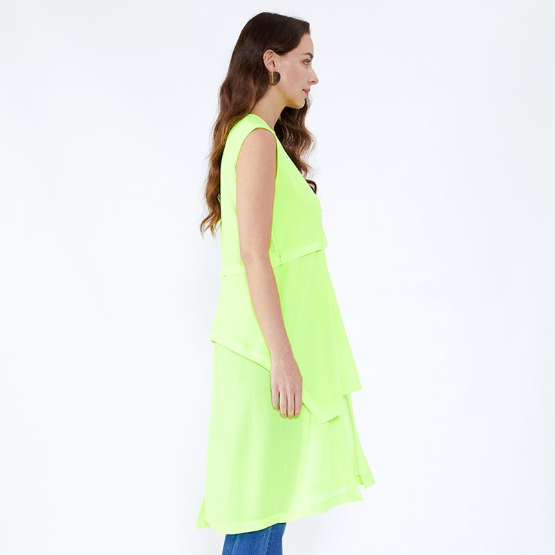 Fluorescerende groene losse ontwerpen Plus-size lange damesblouse en top