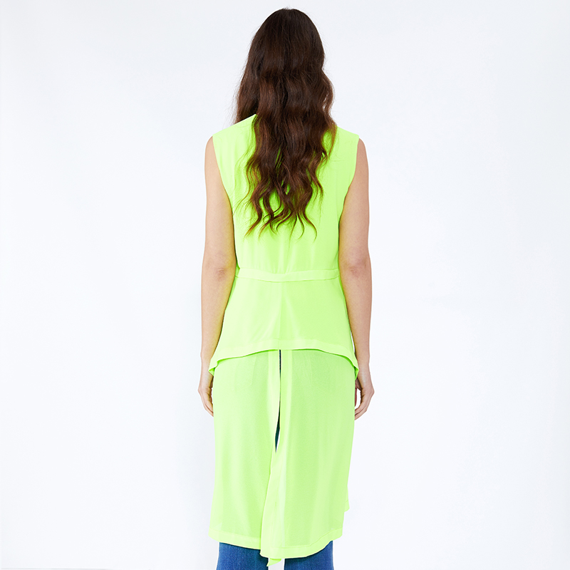 Fluorescerende groene losse ontwerpen Plus-size lange damesblouse en top