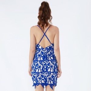 Damesnamen Retro Sexu Back Open Avondblauwe jurk