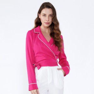 Nieuwste ontwerpen Controleer vrouw losse gestreepte chiffon blouse