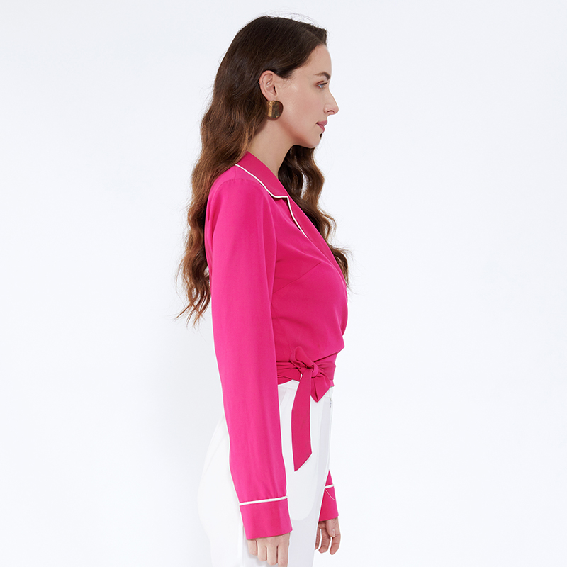 Nieuwste ontwerpen Controleer vrouw losse gestreepte chiffon blouse