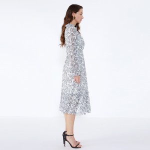 OEM japonontwerp lange mouw Maxi dierenprint plus-size kleding voor dames