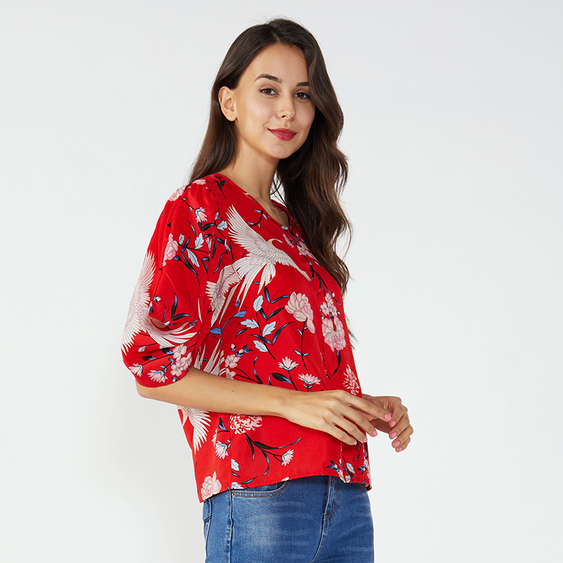 Groothandel Bulk Crop Strass Chiffon Blouse Dames Tops