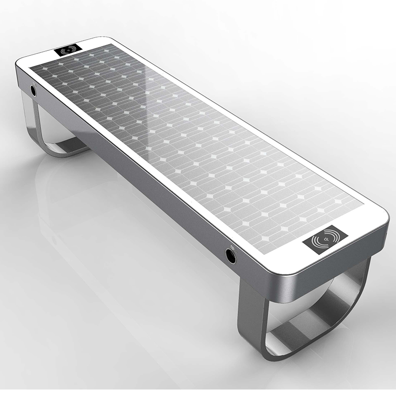 Nieuwste ontwerp Smart Urban Outdoor Solar Metal Charger Bench voor mobiele telefoon 2019