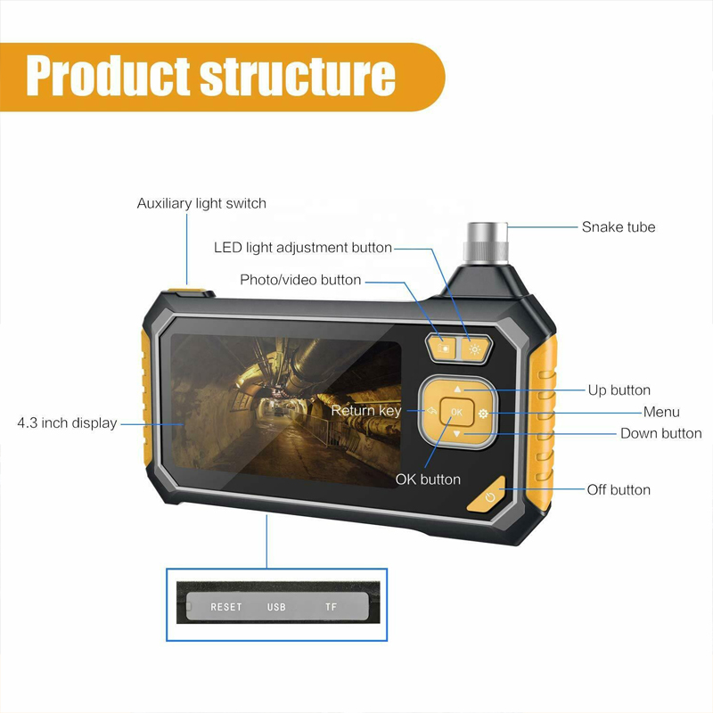 Handheld industriële endoscoop met LCD-scherm